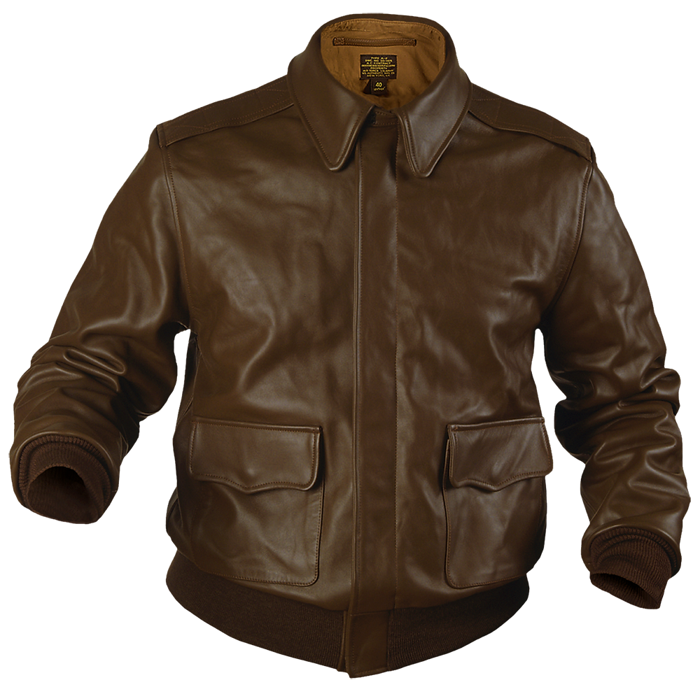 Shirt Collar Vintage Flight Jacket for Men Leather Bomber Jackets