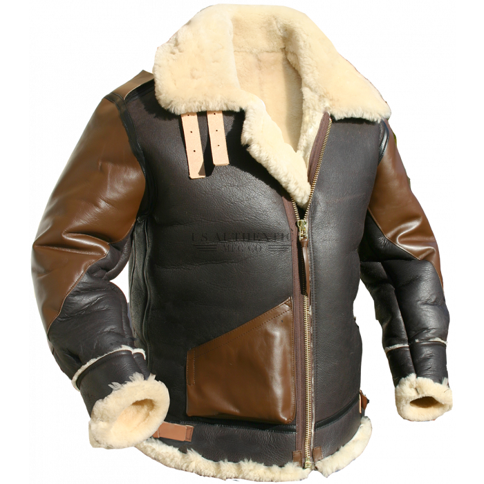 The jacket Designer Men's B3 RAF Shearling Bomber Real Leather With Faux  Fur Jacket For Winters