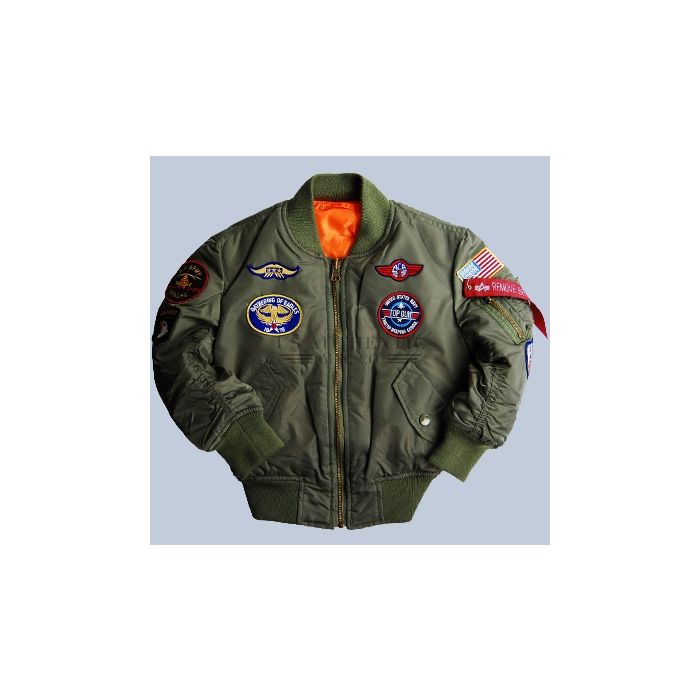 Alpha Industries Kids MA-1 Flight Jacket With Patches Sage Green YJM21001C1 