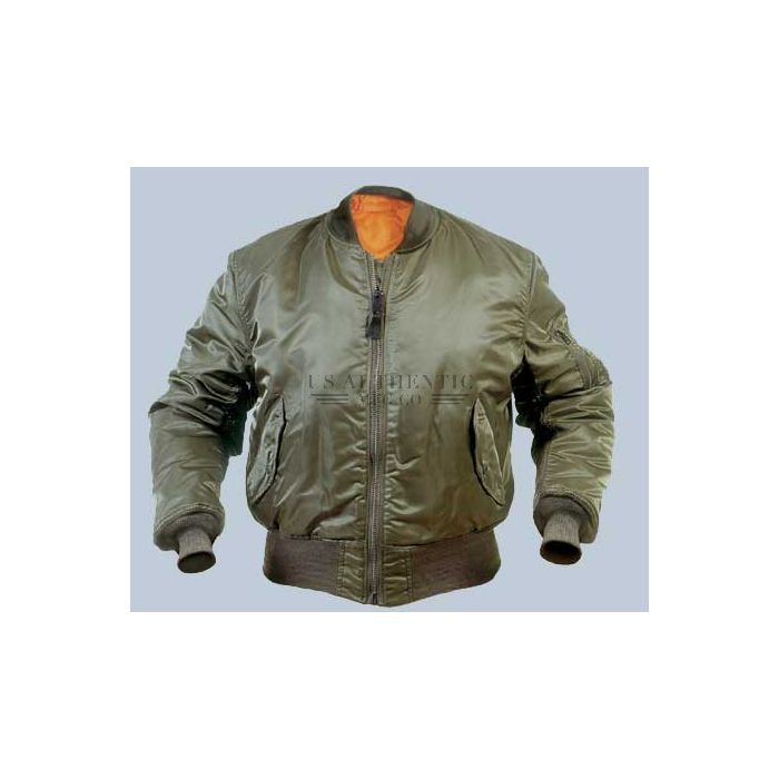 Classic MA-1 Reversible Brass Zip Flight Jacket Mens Size